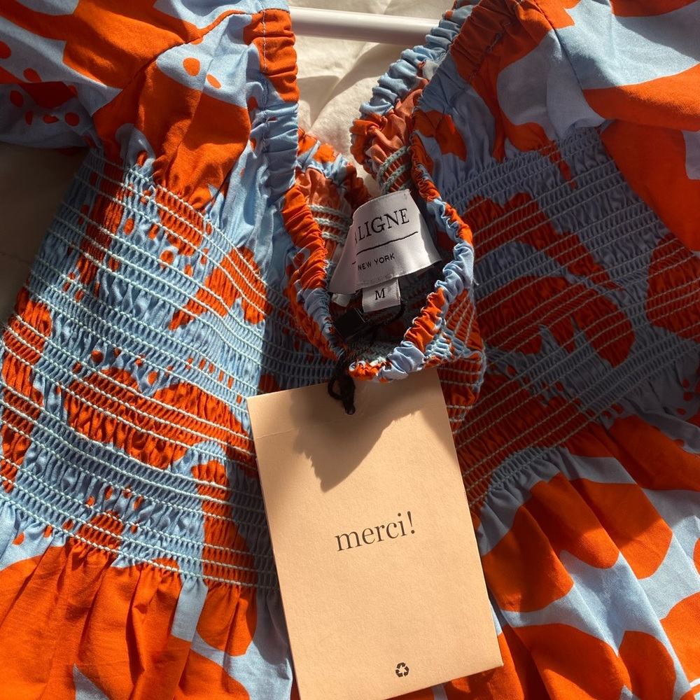 La Ligne Amy Dress, Periwinkle/Tangerine - Sz M NEW, never worn, nwot✨ - Picture 5 of 9